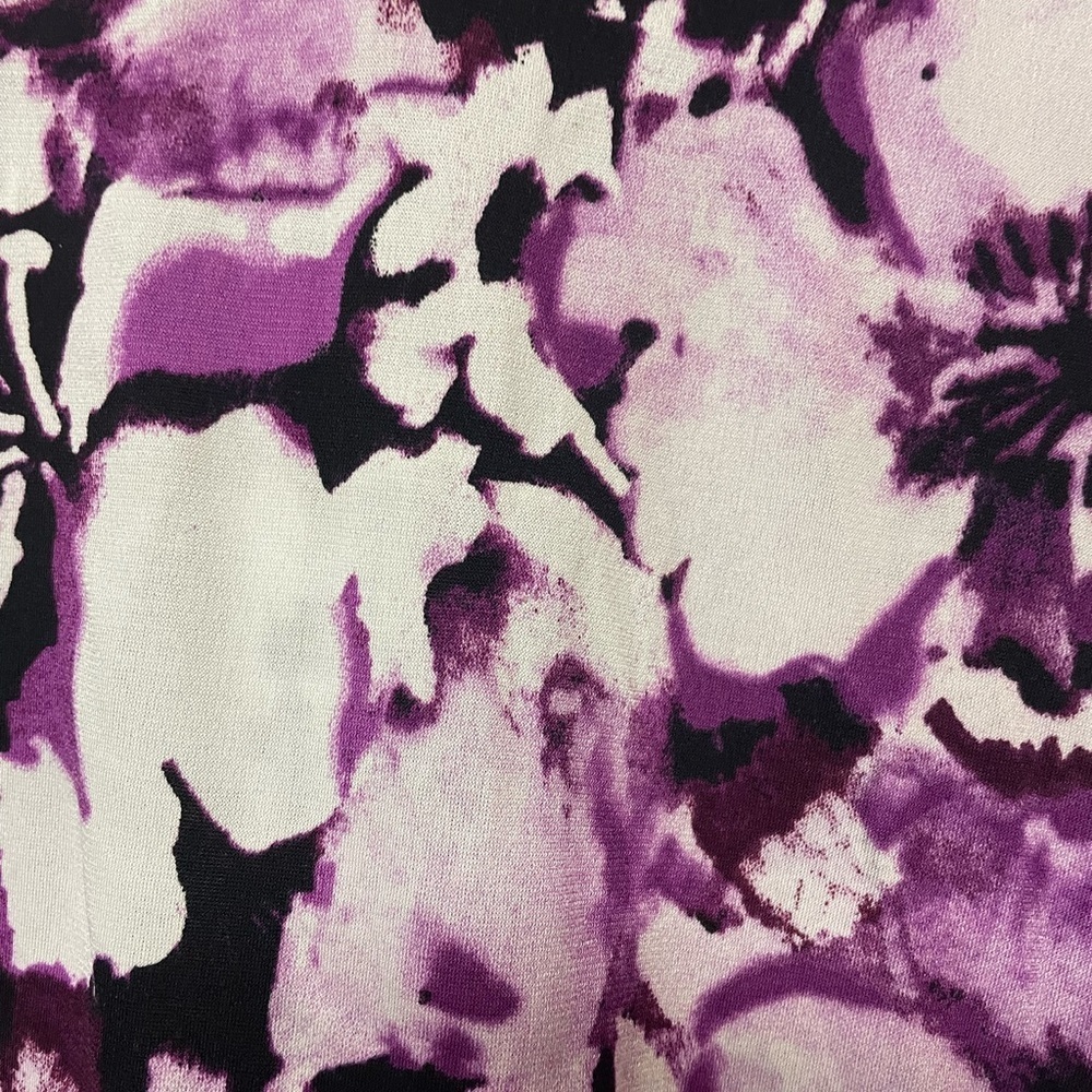 NWOT Cato Size 22W/24W Purple Black Floral Chiffon Hem Tunic Blouse Short Sleeve - Picture 5 of 7